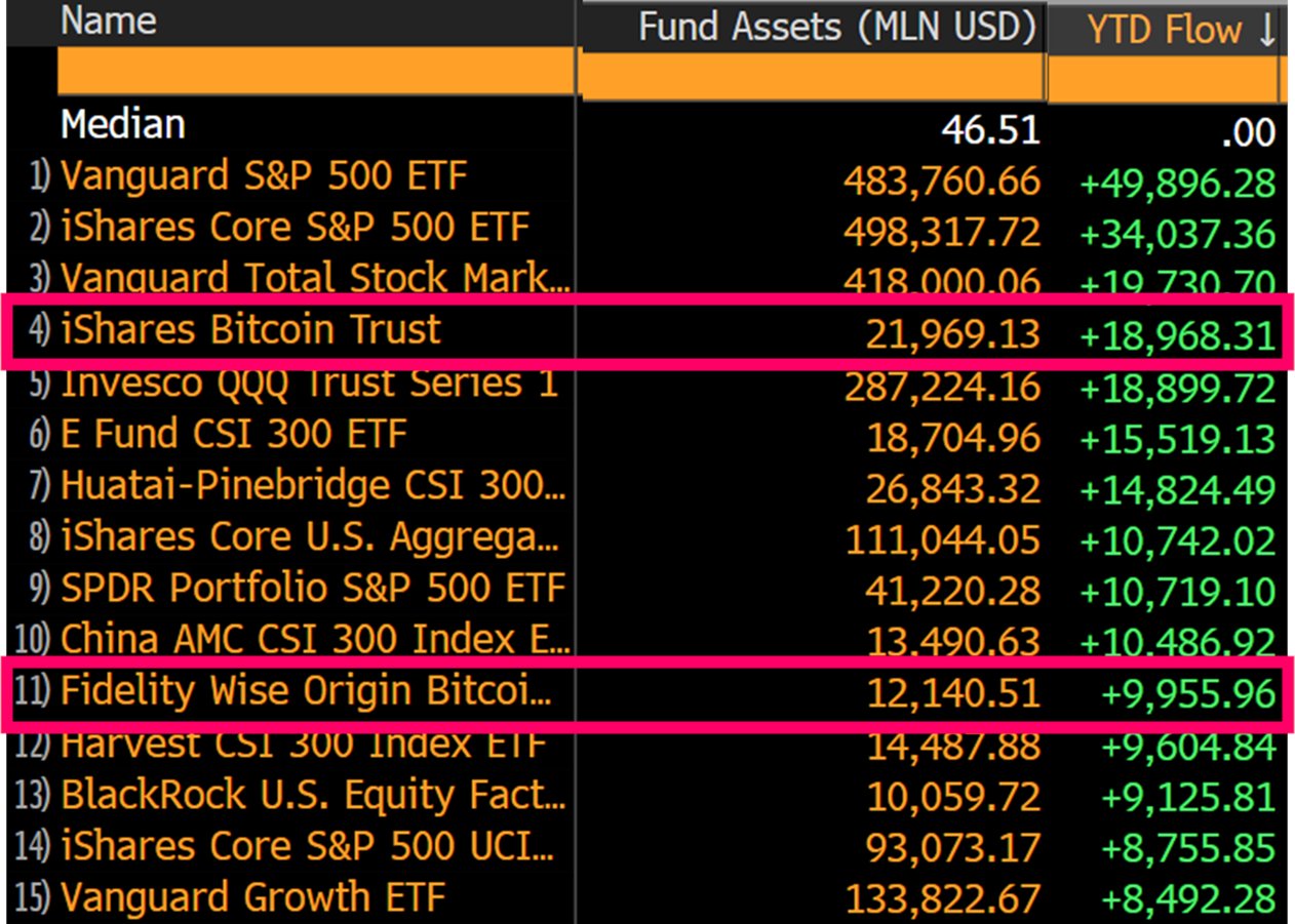 Dòng tiền vào quỹ ETF Bitcoin YTD. Nguồn: Jeroen Blokland