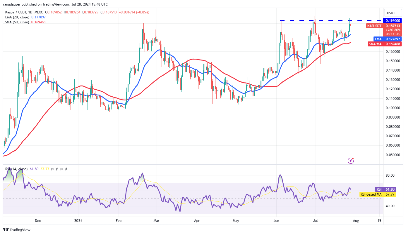 Biểu đồ hàng ngày KAS/USDT. Nguồn: TradingView