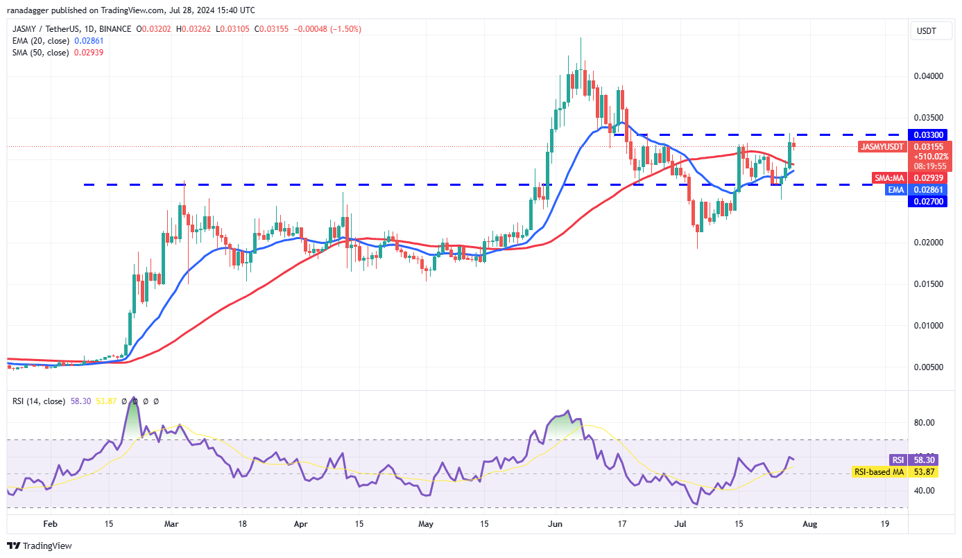 Biểu đồ hàng ngày JASMY/USDT. Nguồn: TradingView