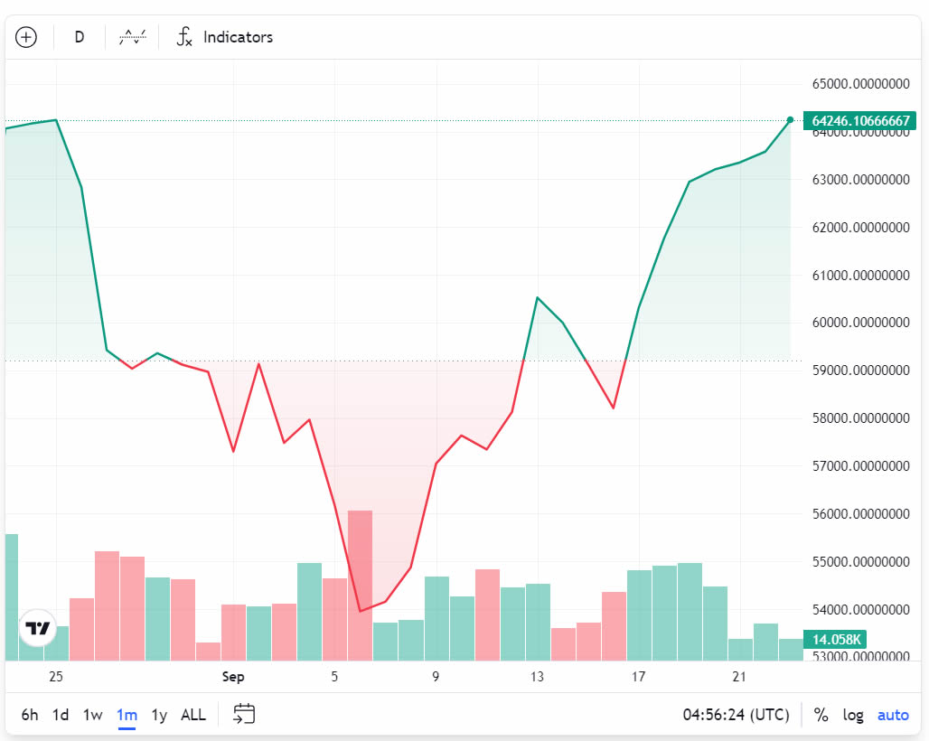 BTC/USD trong tháng qua