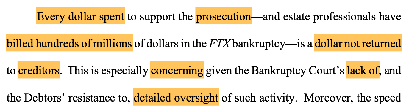 Đoạn trích nổi bật của bản tóm tắt của các giáo sư luật cho rằng các luật sư phá sản của FTX đã hỗ trợ việc truy tố Bankman-Fried.